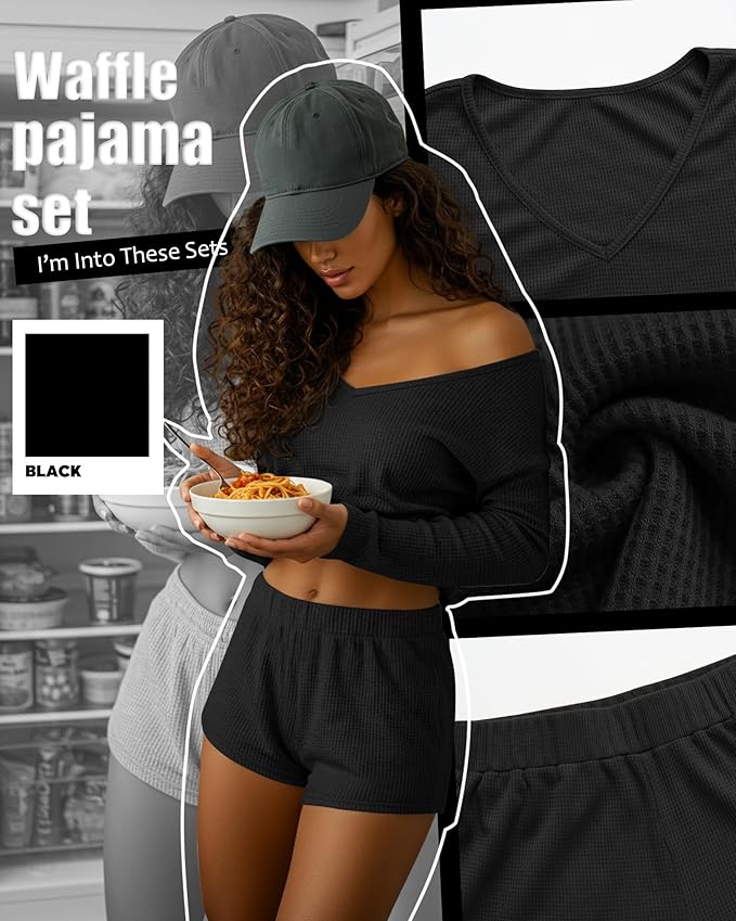 Women's Shorts Pajama Set - Long Sleeve - 2 Pack - 2 Piece