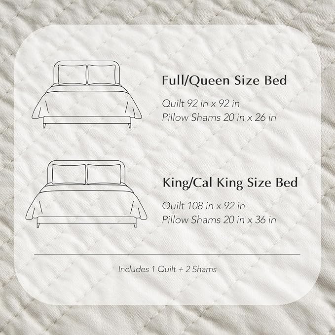100% Cotton Quilt Set - King - 3 Piece