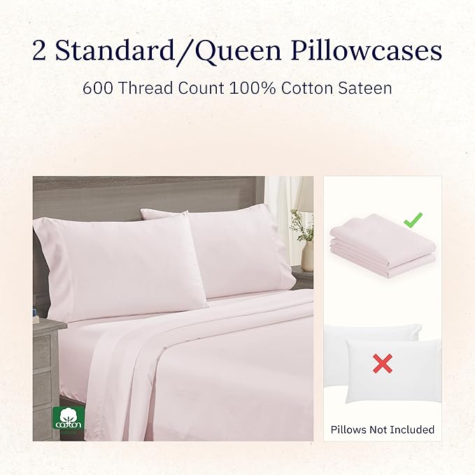 100% Cotton Pillowcase Set - Queen - 2 Piece
