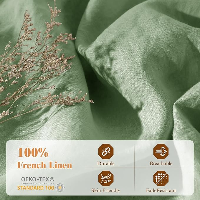 Linen Duvet Cover Set - California King - 3 Piece