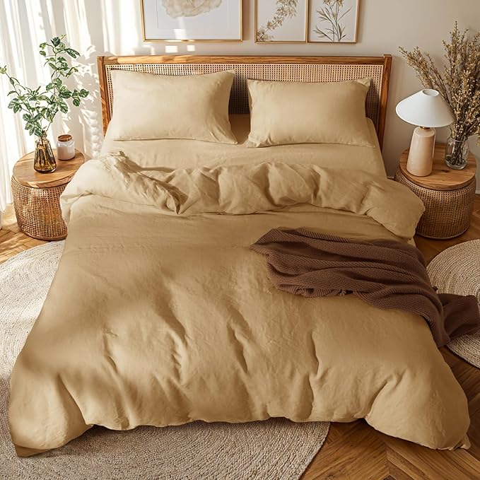 Linen Duvet Cover Set - California King - 3 Piece