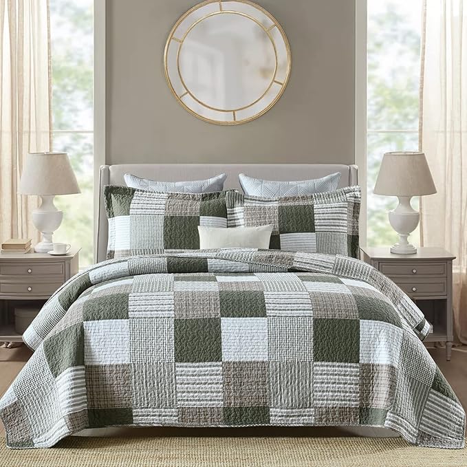 100% Cotton Quilt Set - King - 3 Piece