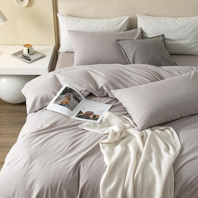 Linen Duvet Cover Set - Queen - 90 x 90 in - 3 Piece