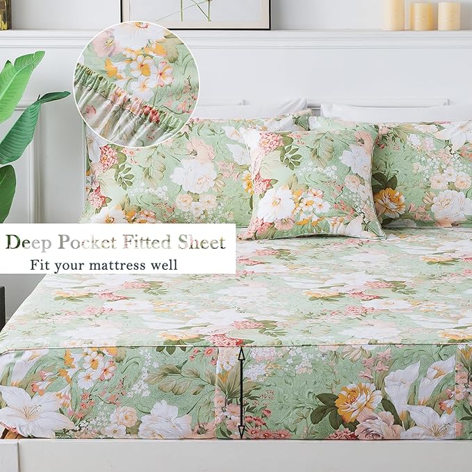 100% Cotton Bed Sheet Set - Queen - 4 Piece