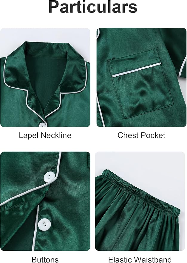 Satin Pajama Set - Short Sleeve - 2 Piece