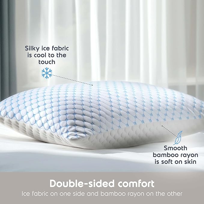 Memory Foam Cooling Bed Pillow - Queen - 2 Piece