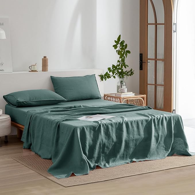 Linen Bed Sheet Set - California King - 4 Piece