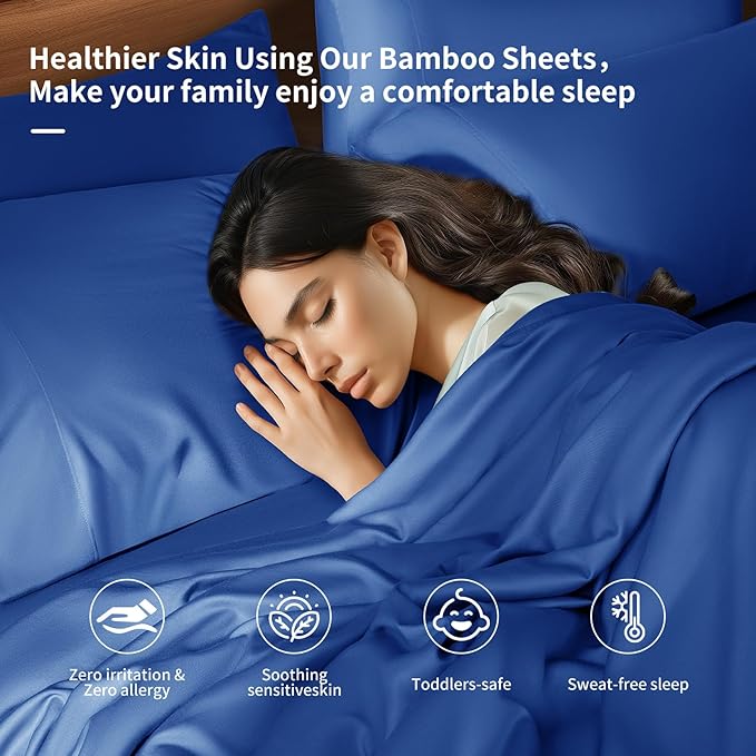 Bamboo Cooling Bed Sheet Set - Queen - 6 Piece