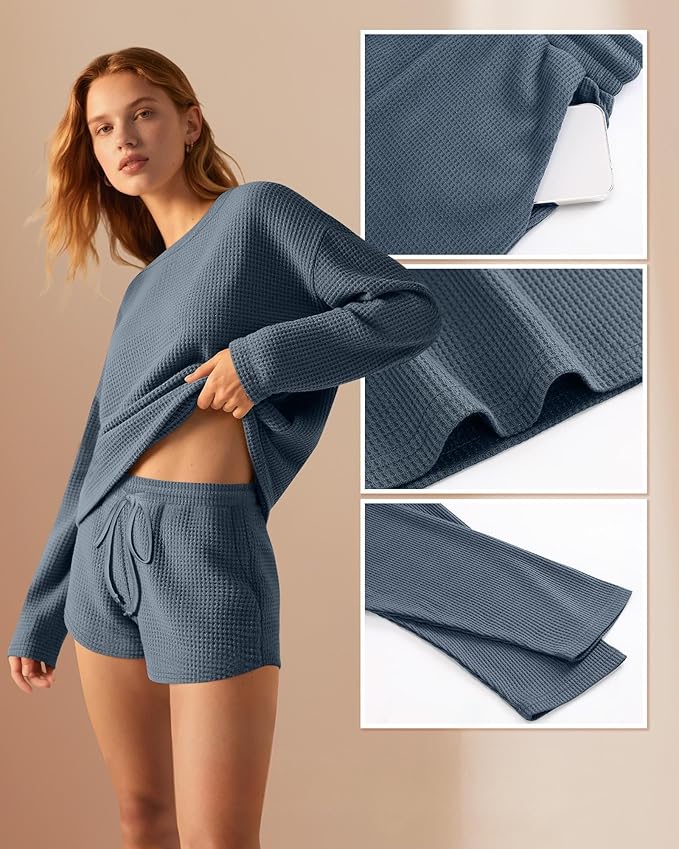 Women's Shorts Pajama Set - Long Sleeve - 2 Pack - 2 Piece