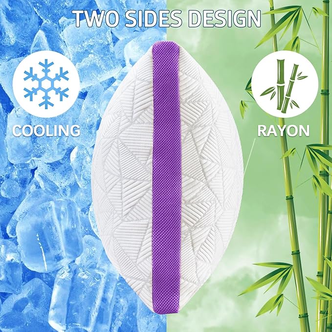 Memory Foam Cooling Bed Pillow - Queen - 2 Piece