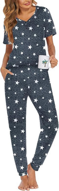 Women's Pants Pajama Set - Short Sleeve - 2 Piece