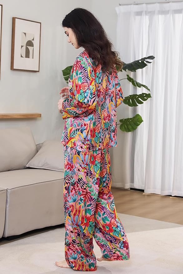 Satin Pajama Set - Long Sleeve - 2 Piece