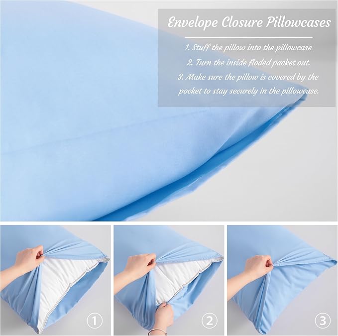 Microfiber Pillowcase Set - 20 x 54 in - 2 Pack - 2 Piece