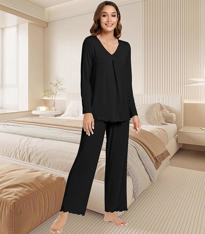 Women's Bamboo Pants Pajama Set - Long Sleeve - 2 Piece