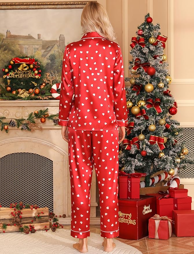 Women's Satin Pajama Set - Long Sleeve - 2 Piece