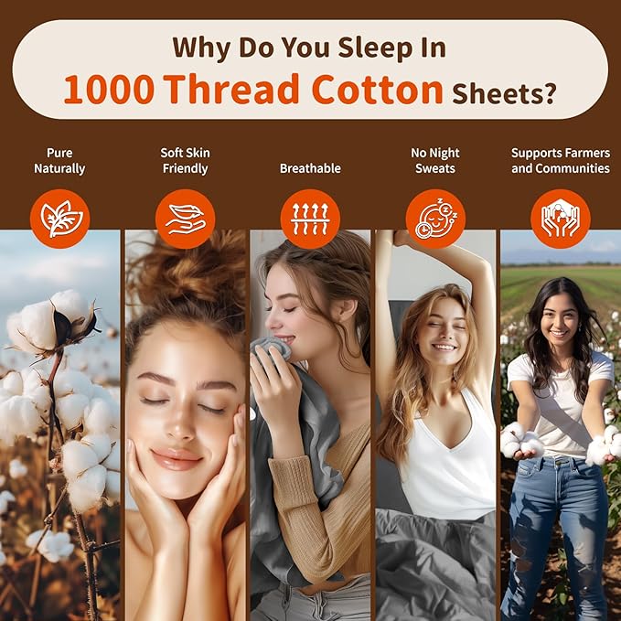 100% Cotton Bed Sheet Set - California King - 16 in Deep Pocket - 4 Piece
