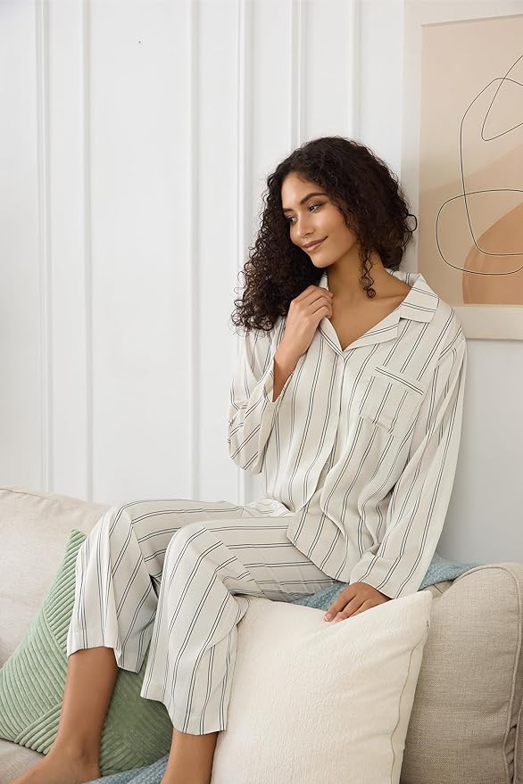 Satin Pajama Set - Long Sleeve - 2 Piece