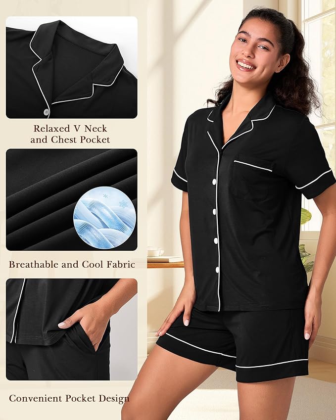 Women's Bamboo Shorts Pajama Set - 2 Piece