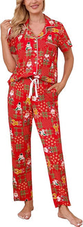 Women's Pants Pajama Set - Short Sleeve - 2 Piece
