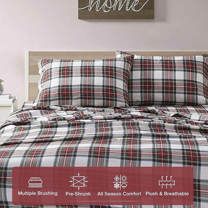 Flannel Bed Sheet Set - King - 4 Piece