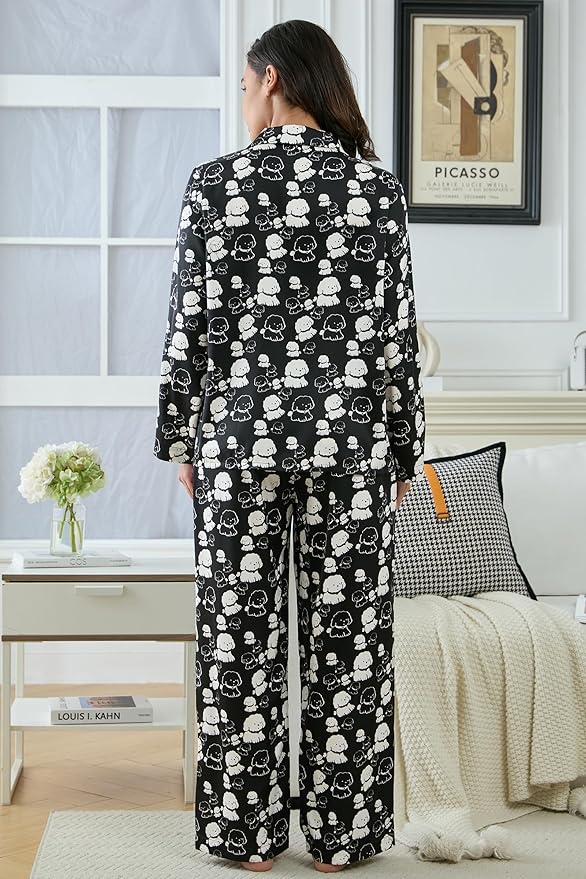 Satin Pajama Set - Long Sleeve - 2 Piece
