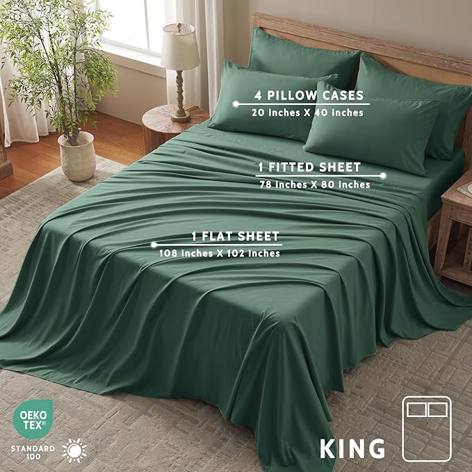 Cooling Bed Sheet Set - King - 16 in Deep Pocket - 6 Piece