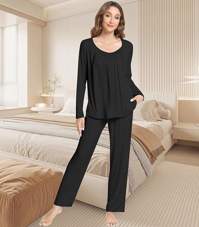 Women's Bamboo Pants Pajama Set - Long Sleeve - 2 Piece