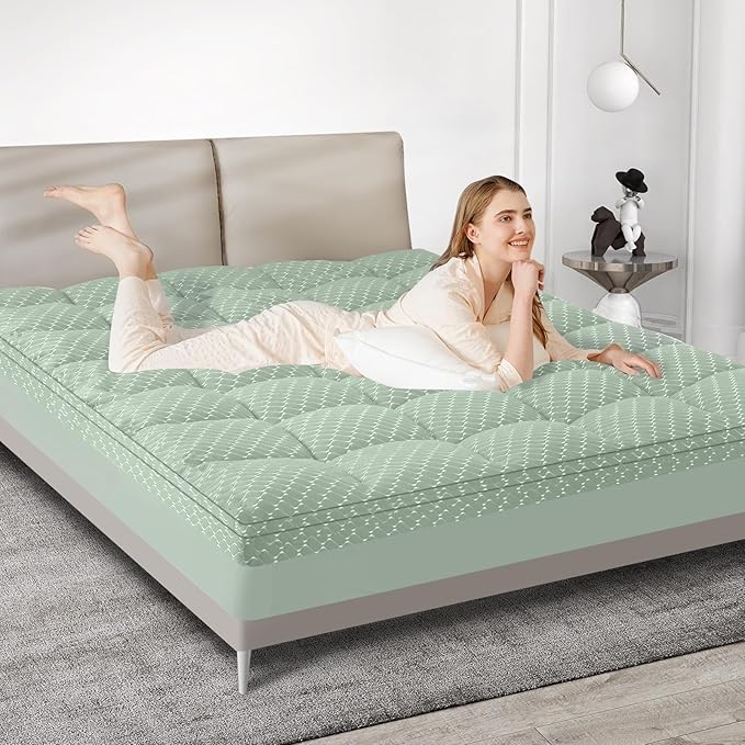 Memory Foam Cooling Mattress Topper - Queen - 21 in Deep Pocket