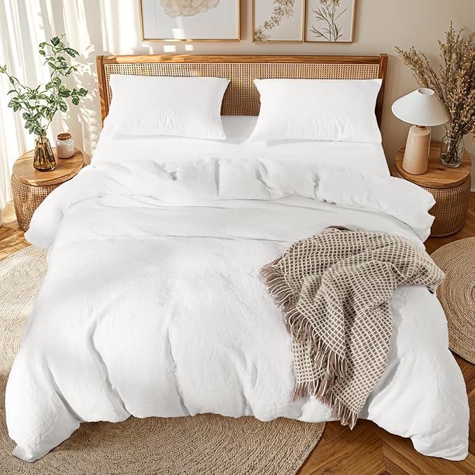 Linen Duvet Cover Set - California King - 3 Piece