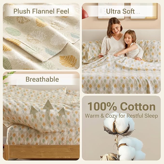 100% Cotton Bed Sheet Set - King - 4 Piece