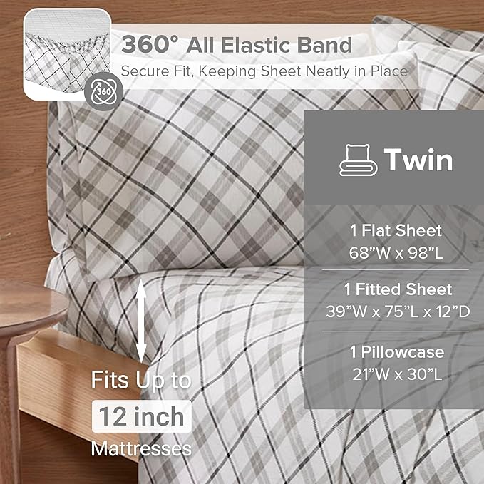 Flannel Bed Sheet Set - Twin - 3 Piece
