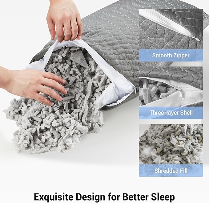 Memory Foam Cooling Bed Pillow - Standard - 2 Piece