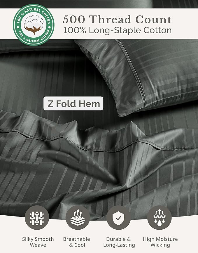 100% Cotton Bed Sheet Set - California King - 15 in Deep Pocket - 6 Piece