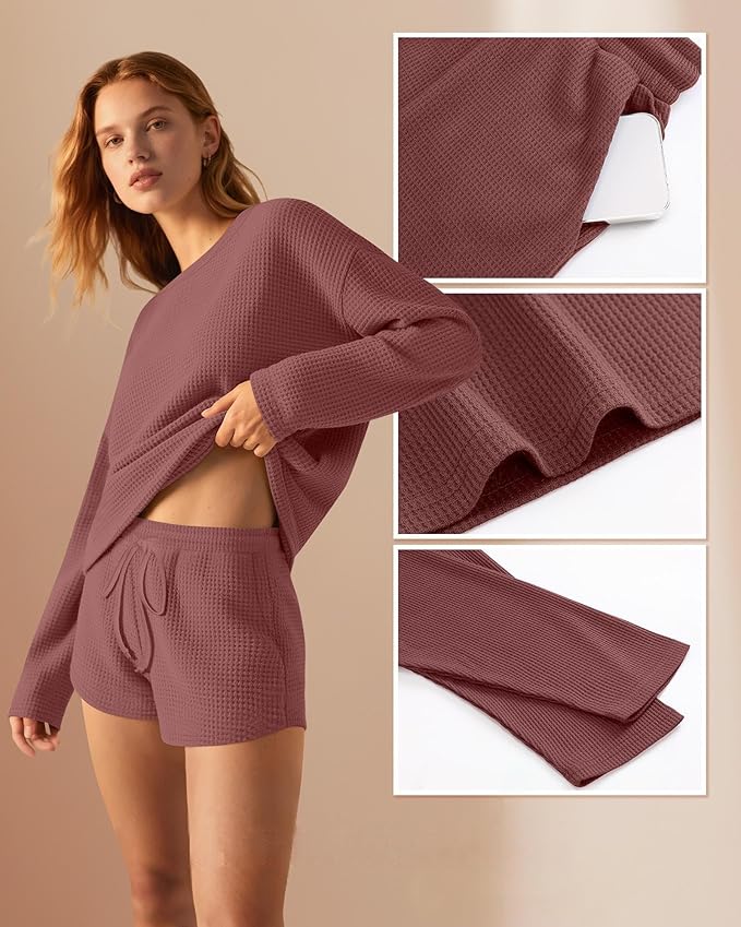 Women's Shorts Pajama Set - Long Sleeve - 2 Pack - 2 Piece