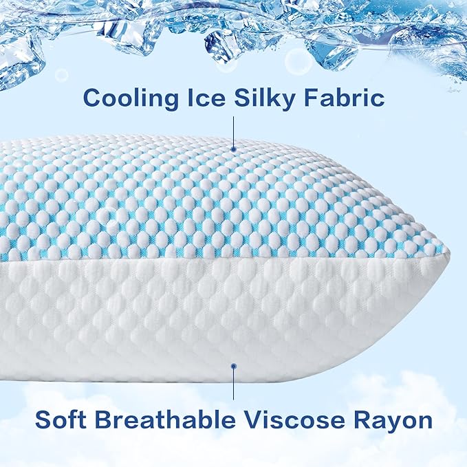 Memory Foam Cooling Bed Pillow - Standard - 2 Pack