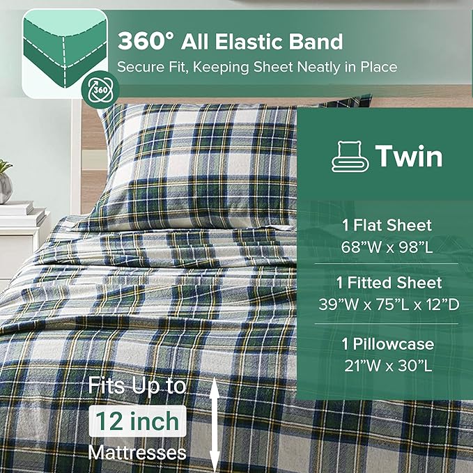 Flannel Bed Sheet Set - Twin - 3 Piece