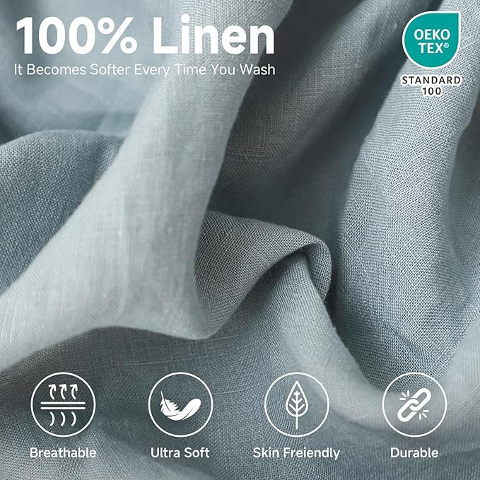 Linen Bed Sheet Set - King - 4 Piece