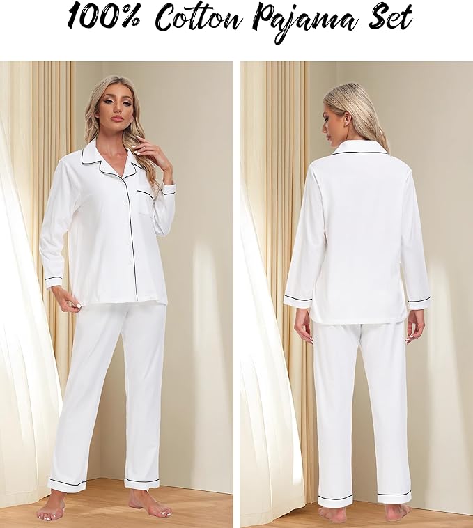 Women's 100% Cotton Pajama Set - Long Sleeve - 2 Piece