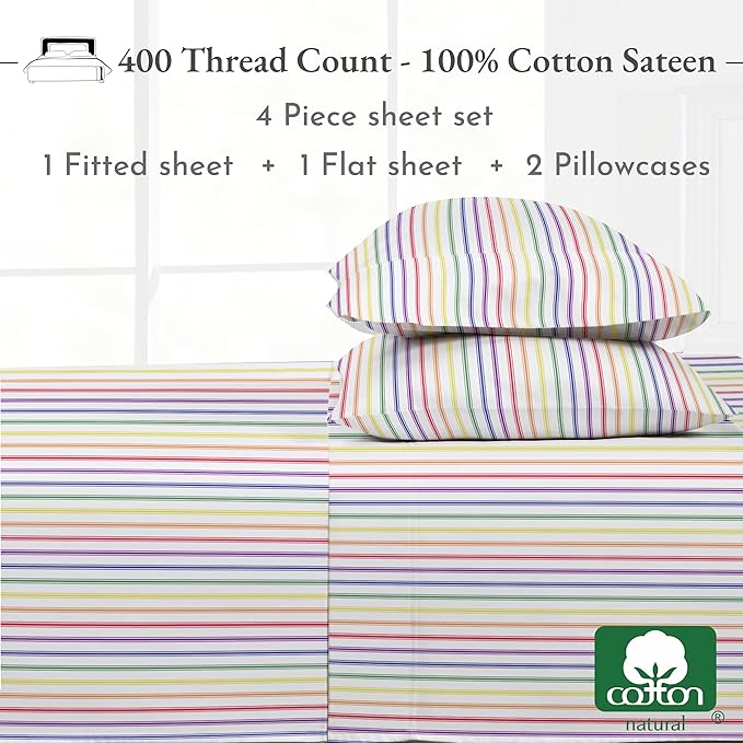 100% Cotton Bed Sheet Set - Full - 4 Piece