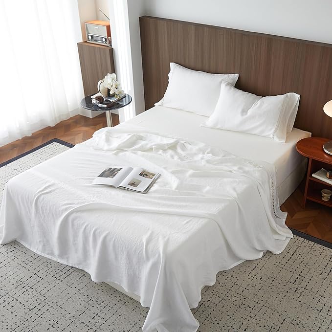 Linen Bed Sheet Set - King - 4 Piece