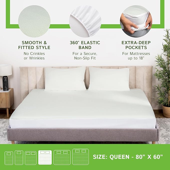 Bamboo Cooling Mattress Protector - Queen