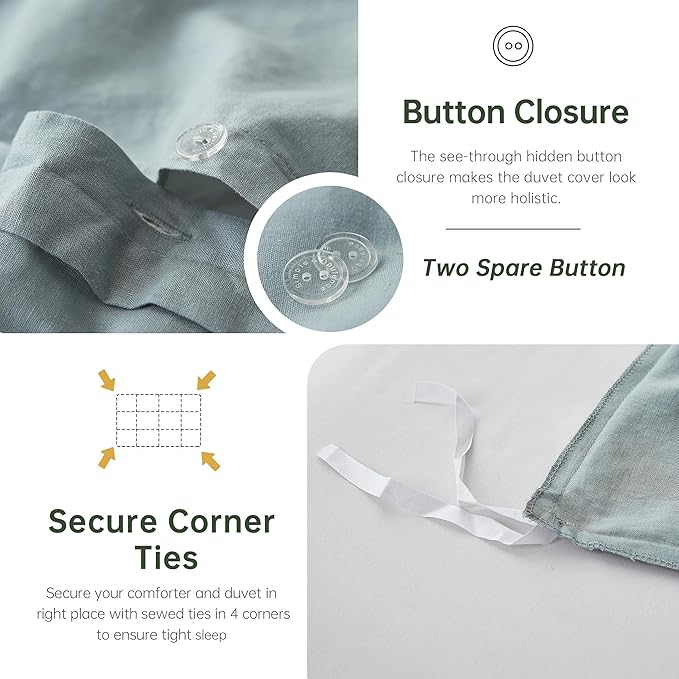 Linen Duvet Cover Set - King - 3 Piece
