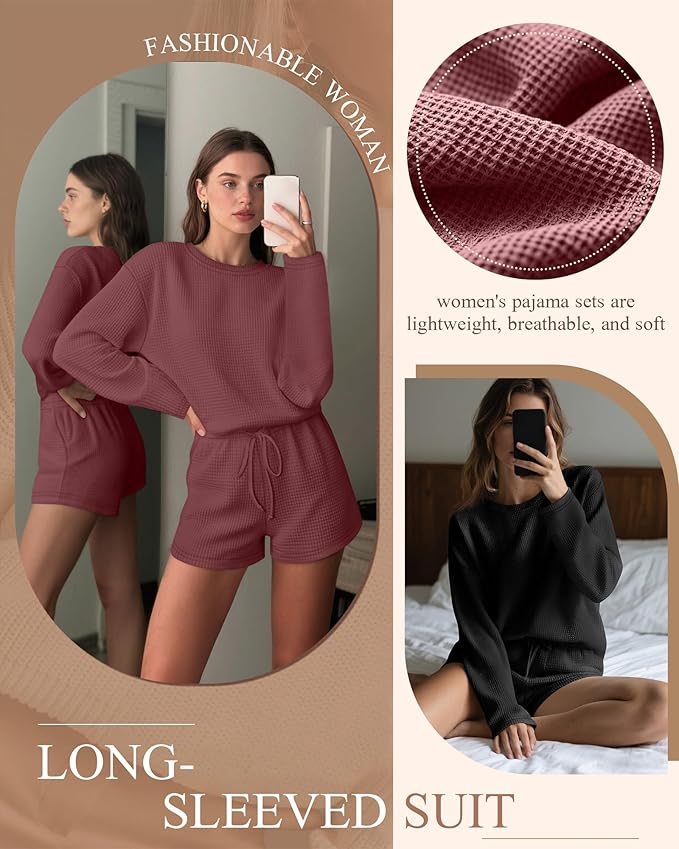 Women's Shorts Pajama Set - Long Sleeve - 2 Pack - 2 Piece