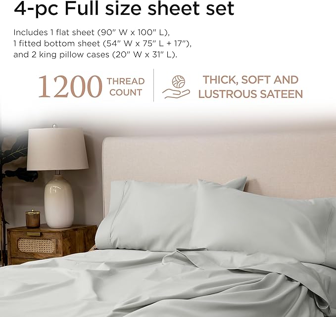 100% Cotton Bed Sheet Set - Full - 4 Piece