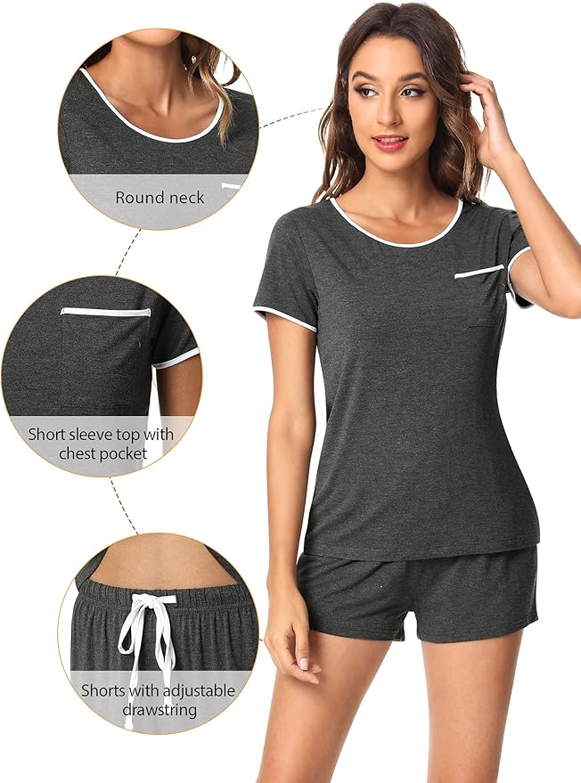 Women's Bamboo Cooling Pajama Set - Short Sleeve - 2 Piece