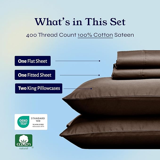 100% Cotton Bed Sheet Set - King - 4 Piece