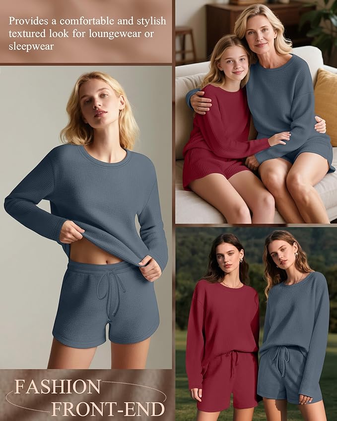 Women's Shorts Pajama Set - Long Sleeve - 2 Pack - 2 Piece