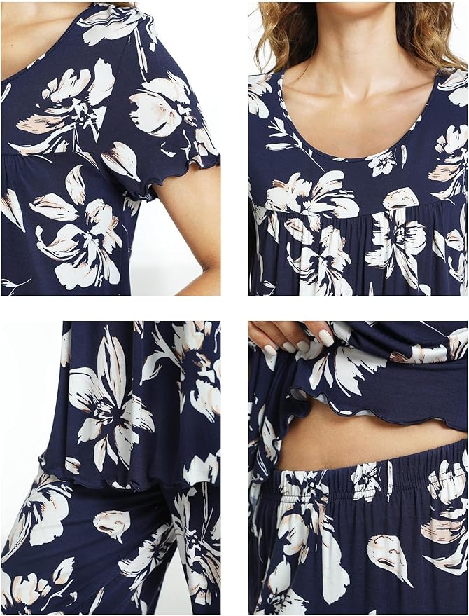 Bamboo Capri Pajama Set - Short Sleeve - 2 Piece