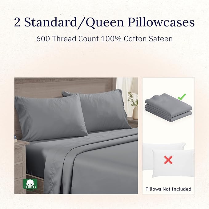 100% Cotton Pillowcase Set - Queen - 2 Piece