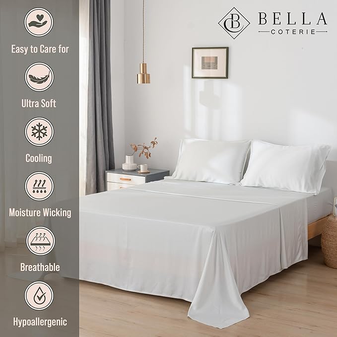 Bamboo Cooling Bed Sheet Set - King - 18 in Deep Pocket